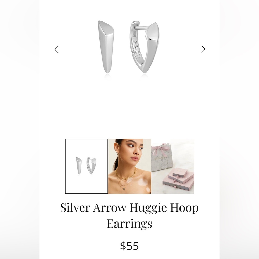 NWT: Sterling Silver Arrow Huggie Hoop Earrings